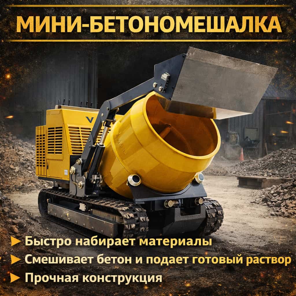 Самозагружающая мини-бетономешалка-погрузчик YHMG
