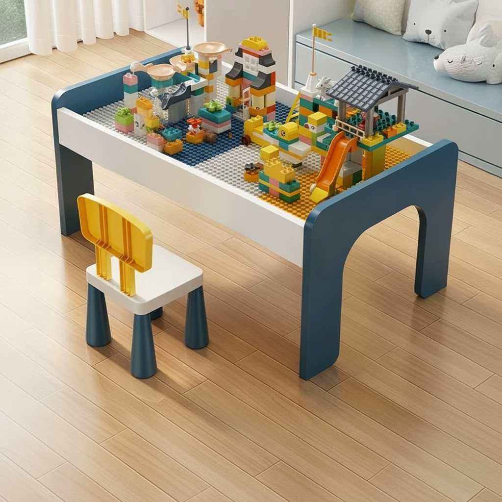 Children's Building Blocks Table Large Particle Male and Female Baby Puzzle Assembly Large Size Wooden Multi functional Toy Table