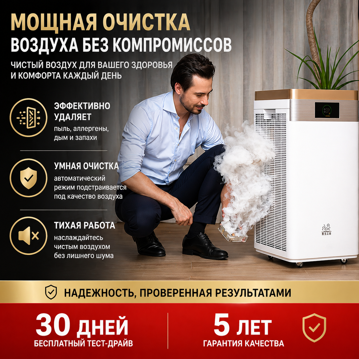 Очиститель воздуха для дома и офиса от смога и запахов