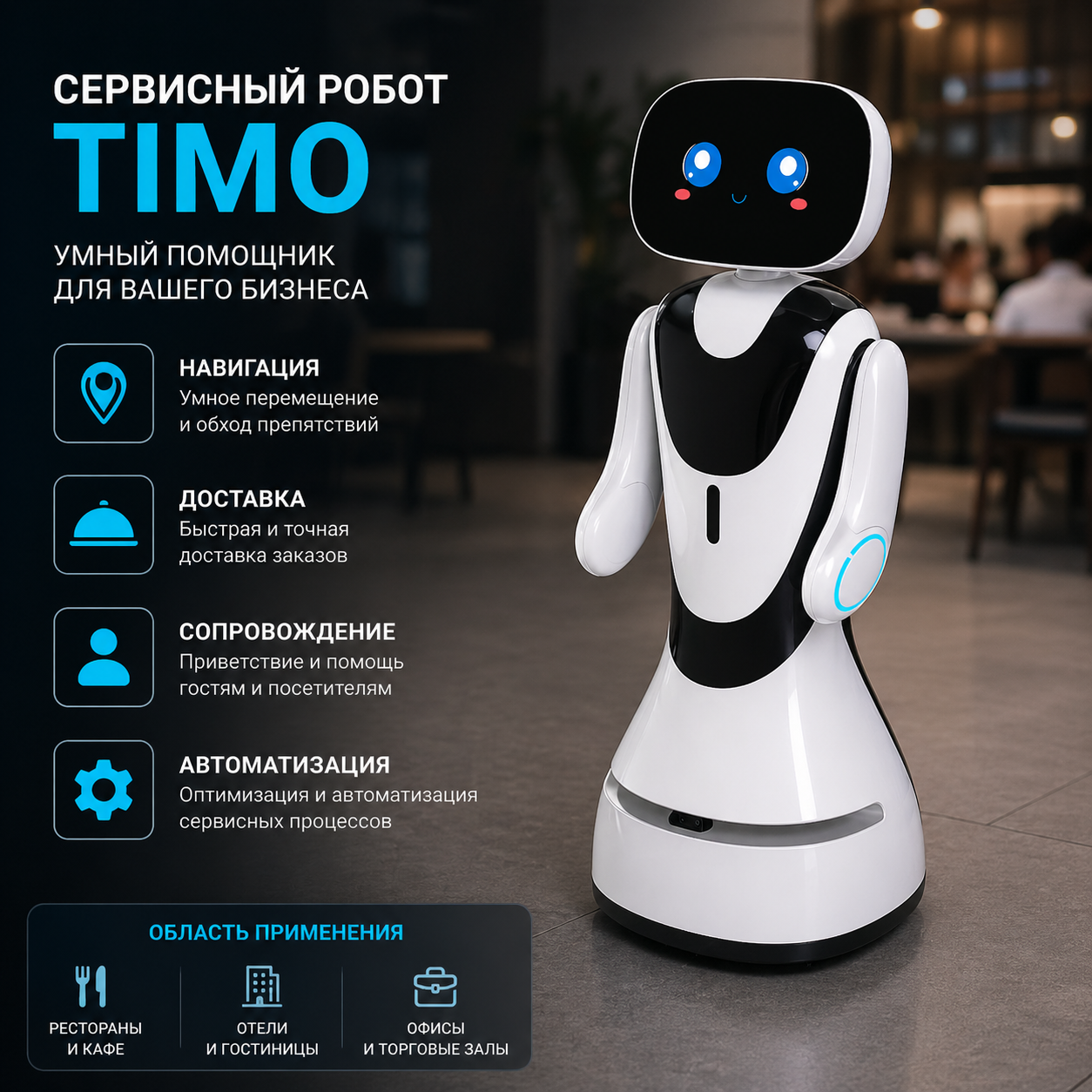 Интеллектуальный робот-ресепшн Starry Sky AI для отелей и выставок Pangolin YT-1-13B