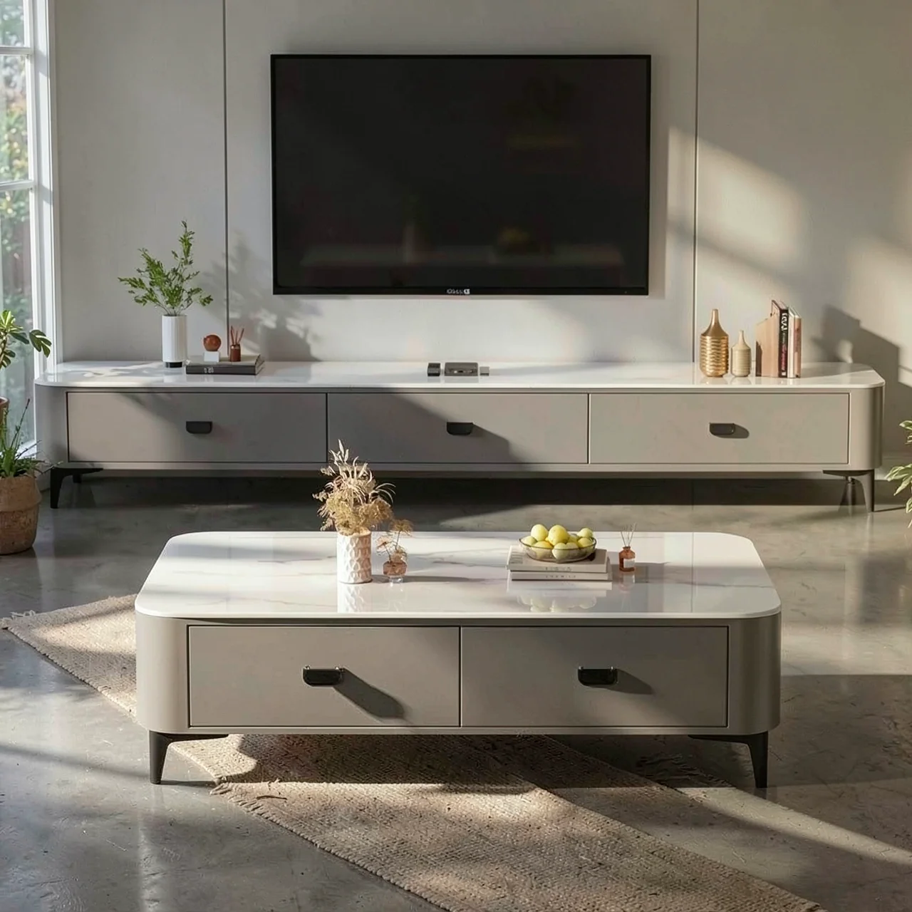 Tea table, living room, household, 2025 new model, light luxury, modern and high-end, tea brewing integrated, small-sized TV cabinet combination