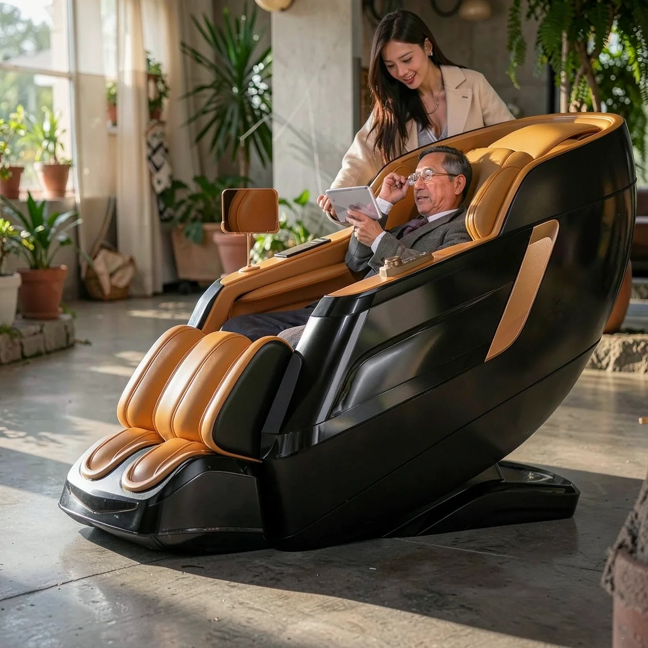 Массажное кресло Encozy MAX A-19 серо-синего цвета