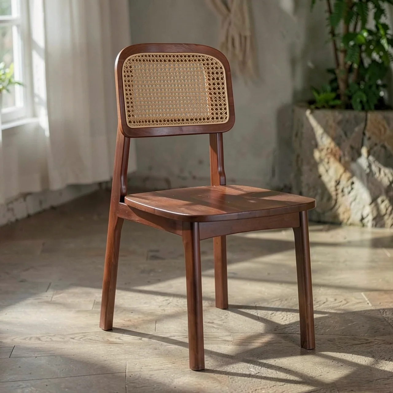 Стул обеденный Xingpu Furniture в скандинавском стиле с ротангом