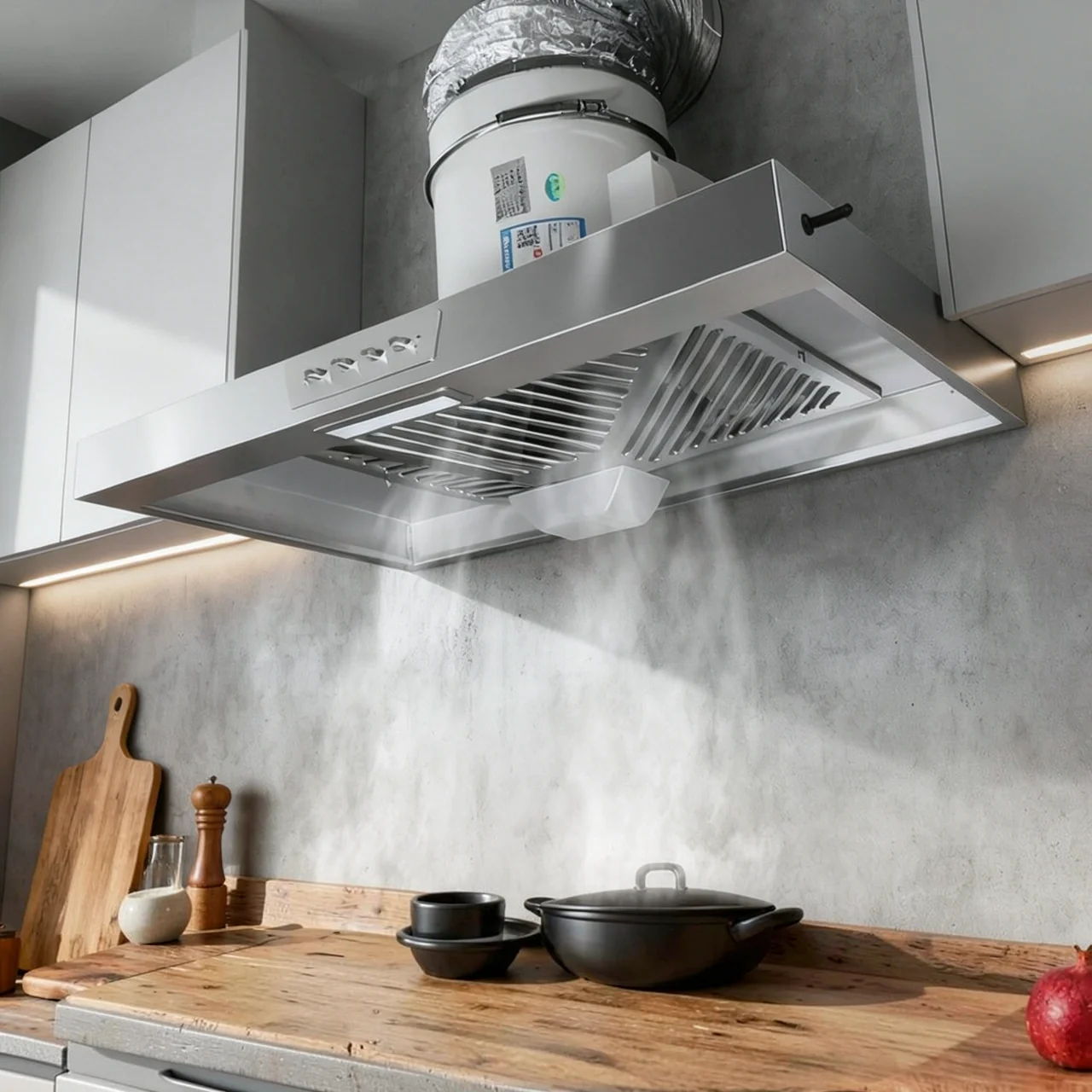 Кухонная вытяжка из нержавеющей стали с LED-подсветкой