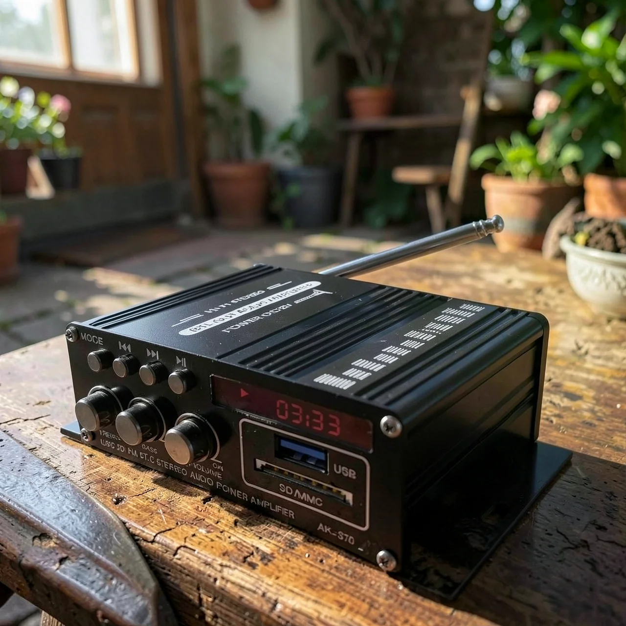Автомобильный HiFi усилитель Mini 370BT с Bluetooth и FM-радио