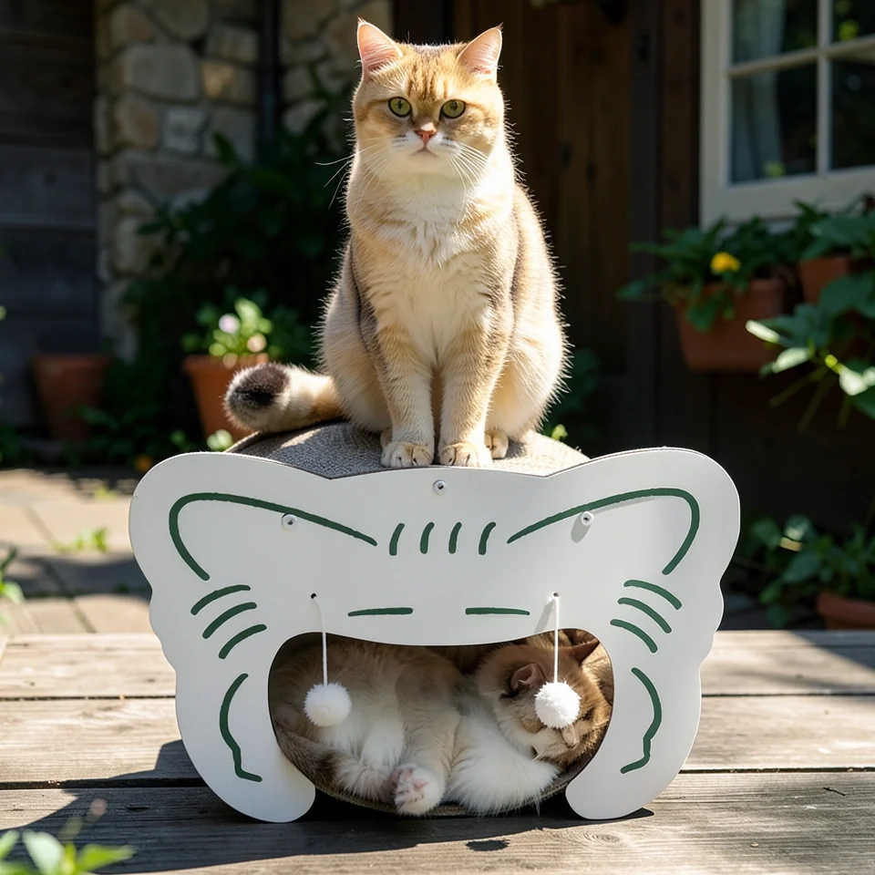 Когтеточка-гнездо для кошек KunMeow из гофрированного картона