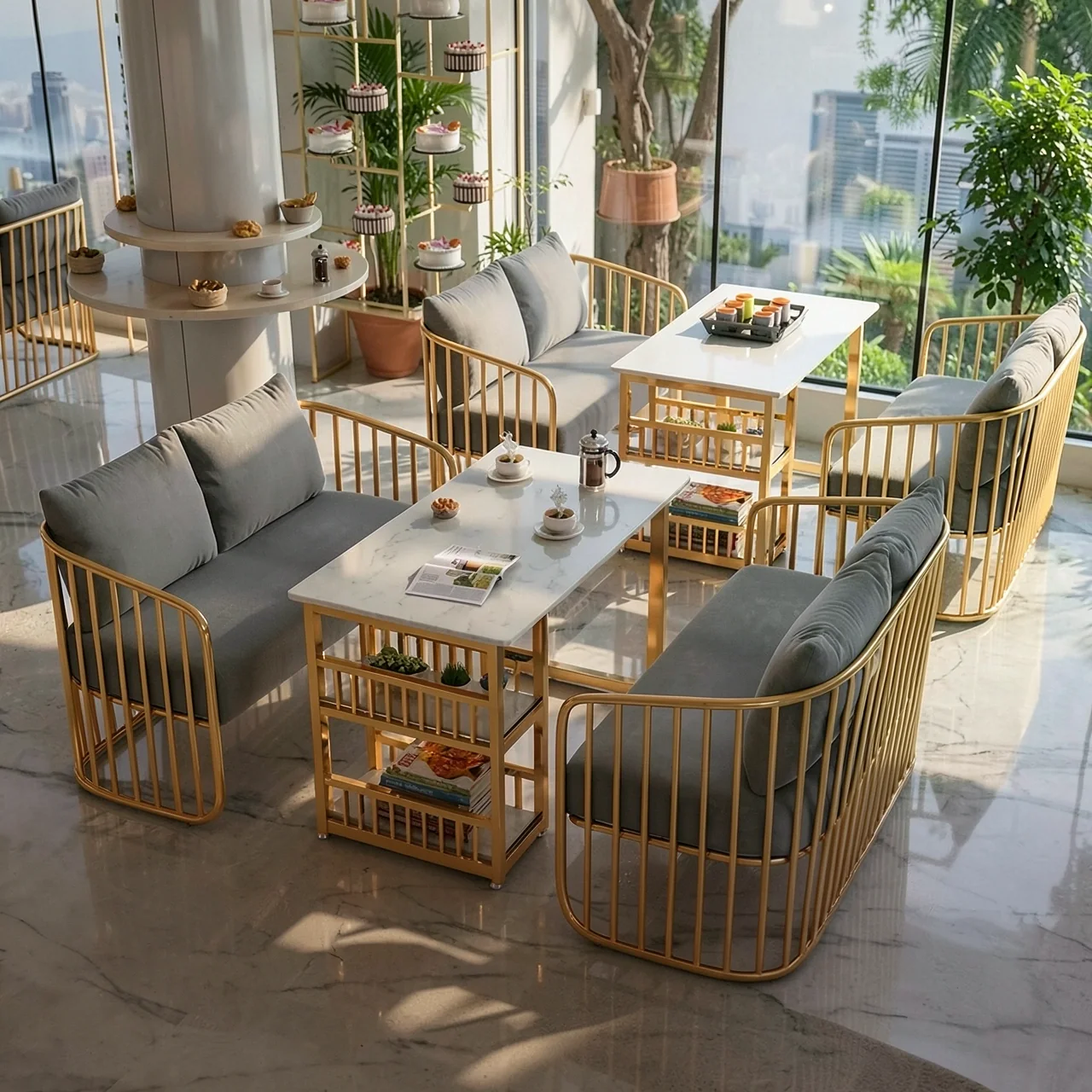 Dessert milk tea shop, reception room, table and chair combination, coffee shop, negotiation and rest area, sofa for two, simple and casual seating area