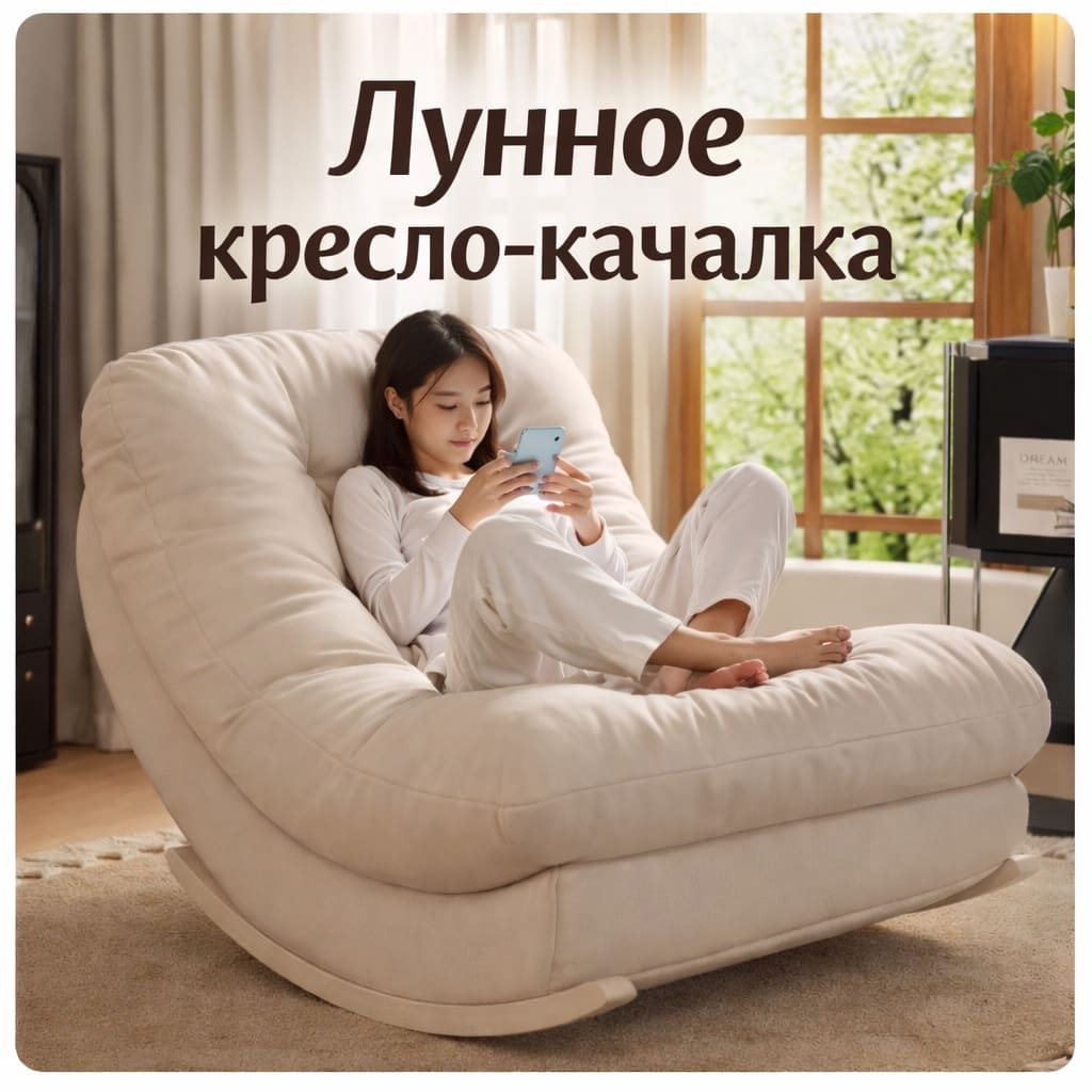 Лунное кресло-качалка с мягкой обивкой