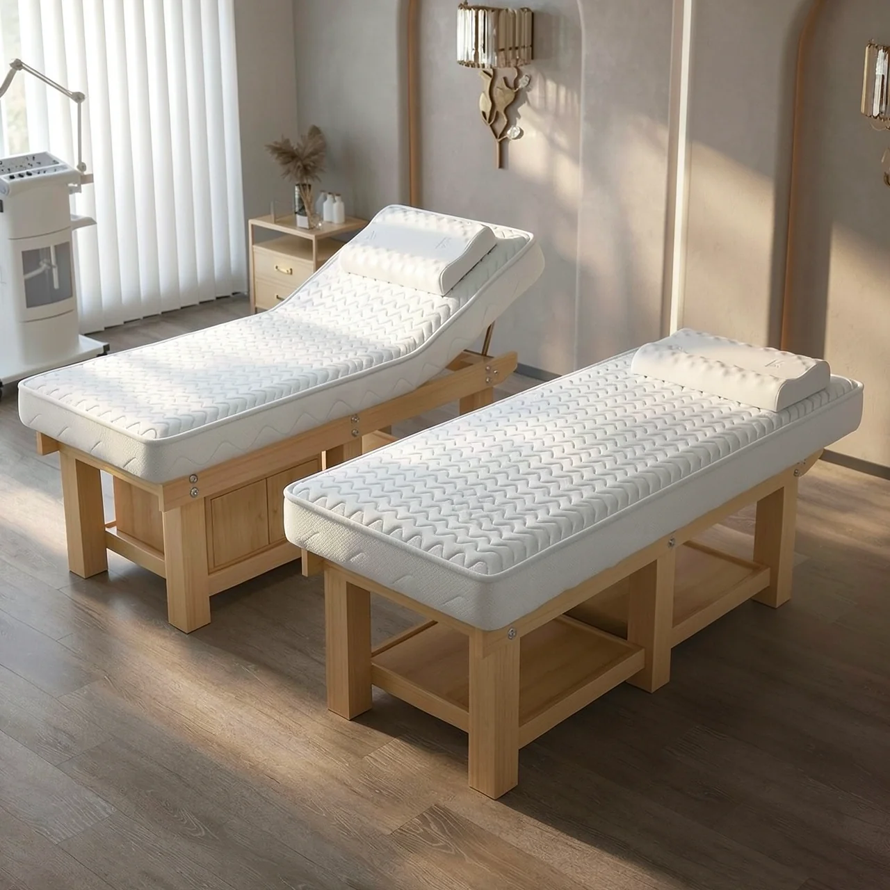 Косметологическая кушетка Chengtai Furniture из массива дерева с латексным матрасом