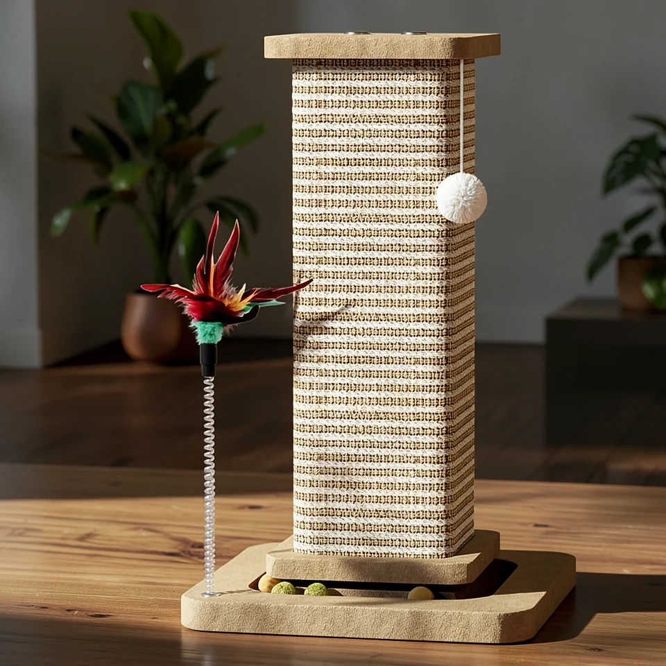 Кошачий игровой комплекс с когтеточкой и полкой Вне
