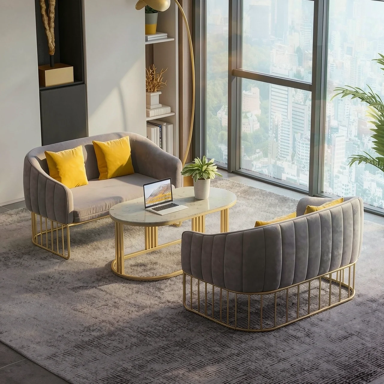 Clothing store, small sofa, nail salon, Nordic minimalist modern internet celebrity beauty salon, wrought iron leisure reception table and chair combination