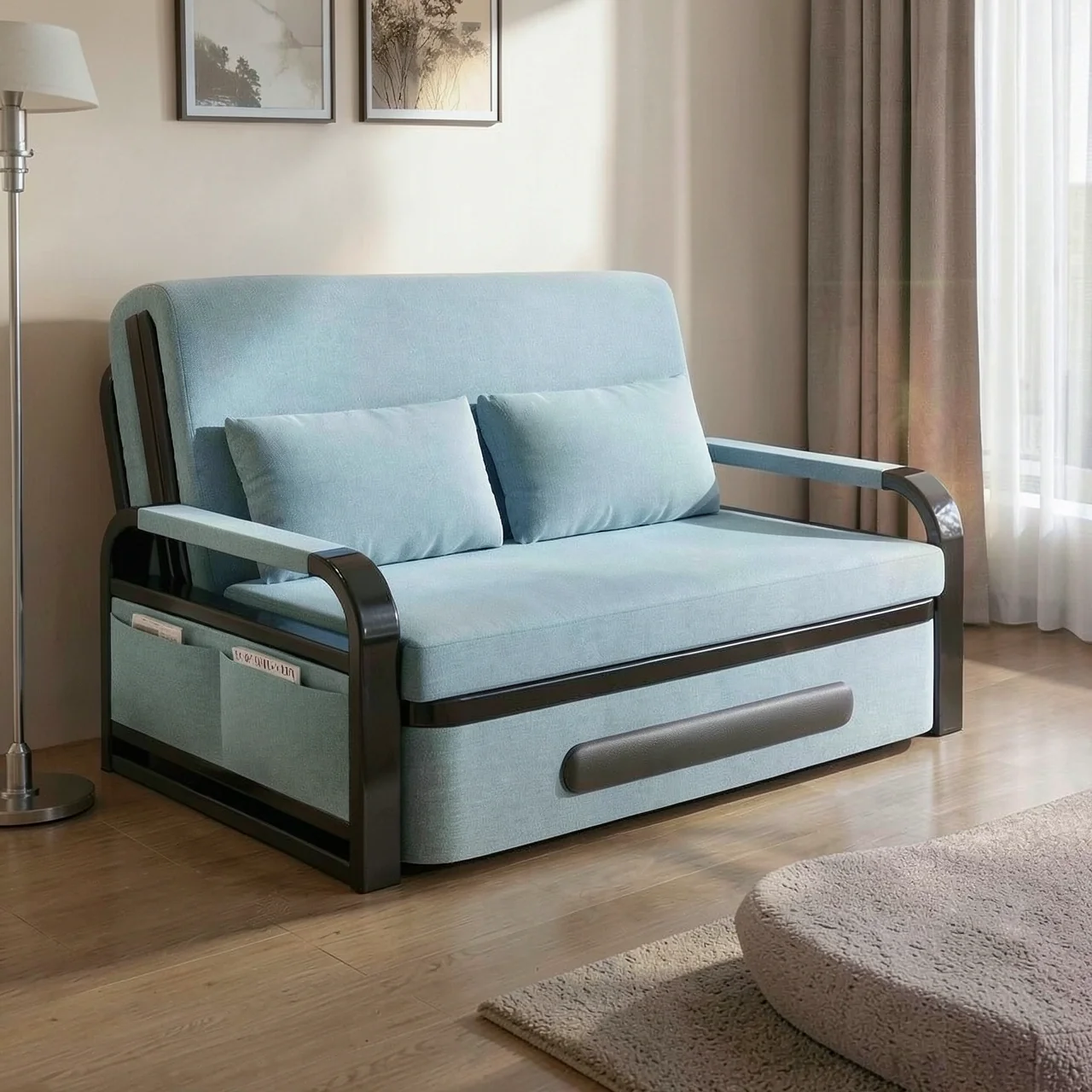 Internet celebrity popular item, detachable and washable imitation cotton linen sofa bed, living room balcony dual-use leisure sofa bed, multifunctional folding sofa bed