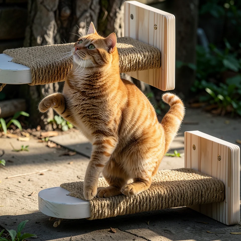 Спортивный комплекс для кошек из натурального дерева