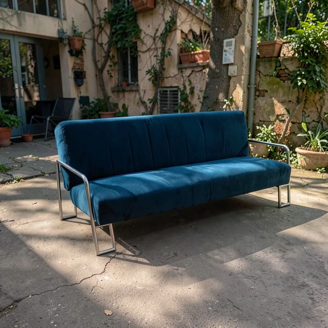Диван-кровать в стиле Баухаус Klein Blue с каркасом из нержавеющей стали
