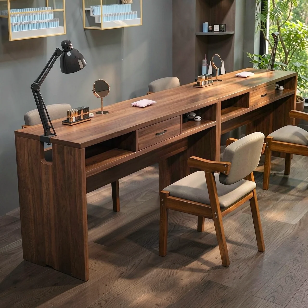 Стол для маникюра Yiling Furniture в ретро-стиле (на одного и двух человек)