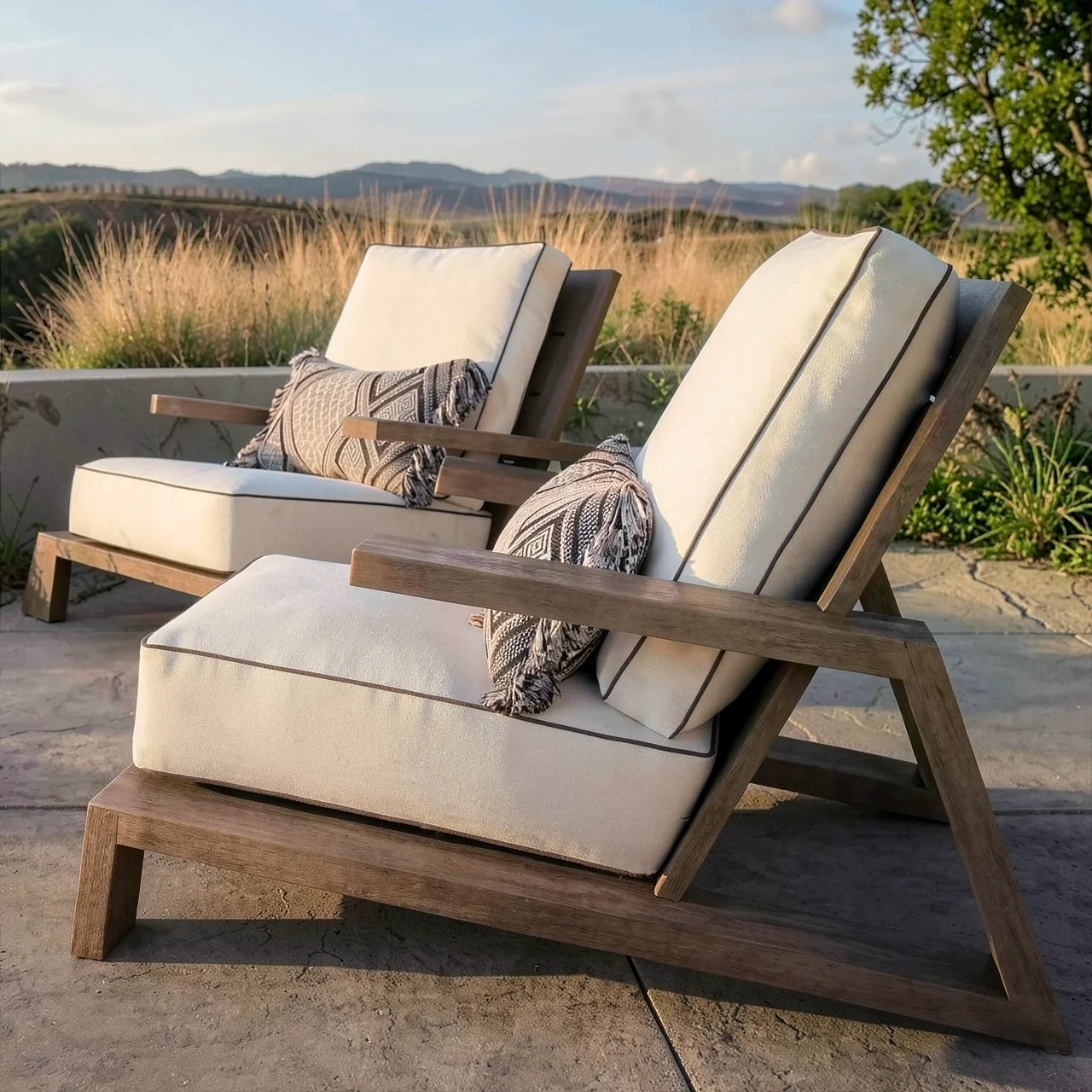 Nordic Outdoor Courtyard Garden Villa Outdoor Teak Sofa Leisure Sofa Aluminum Alloy Outdoor Waterproof Sunscreen