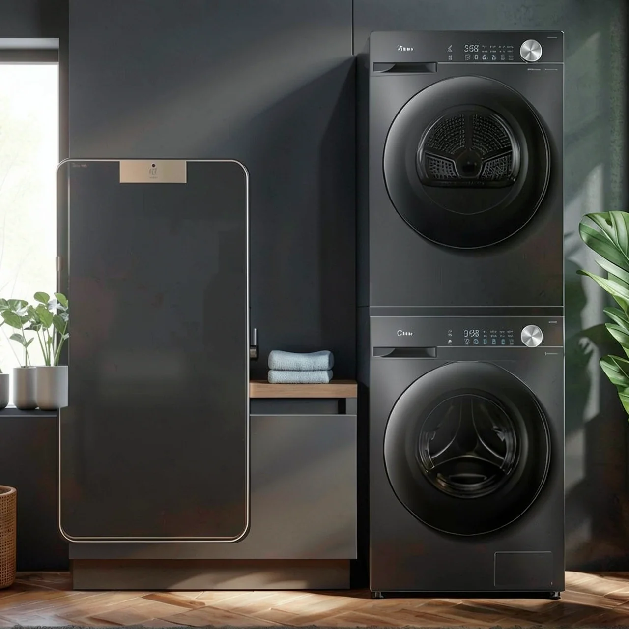 Midea Полностью автоматическая стиральная стиральная машина для мытья и сушила набор интеллектуальной набора первого уровня.