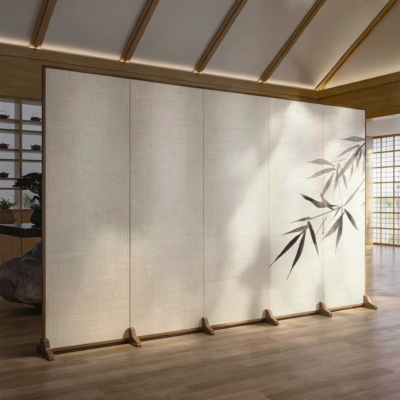 Simple modern Chinese style screen partition, living room covering, entrance office, hotel foldable folding electric fan