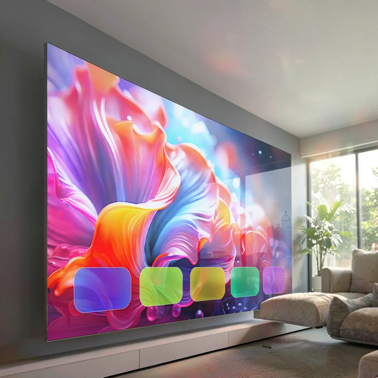 Смарт-телевизор QLED 100 дюймов с безрамочным экраном и 4K разрешением