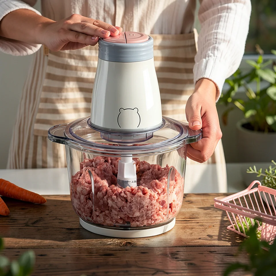 Электрический измельчитель для мяса и овощей Bear QSJ-B02Q1 стеклянный