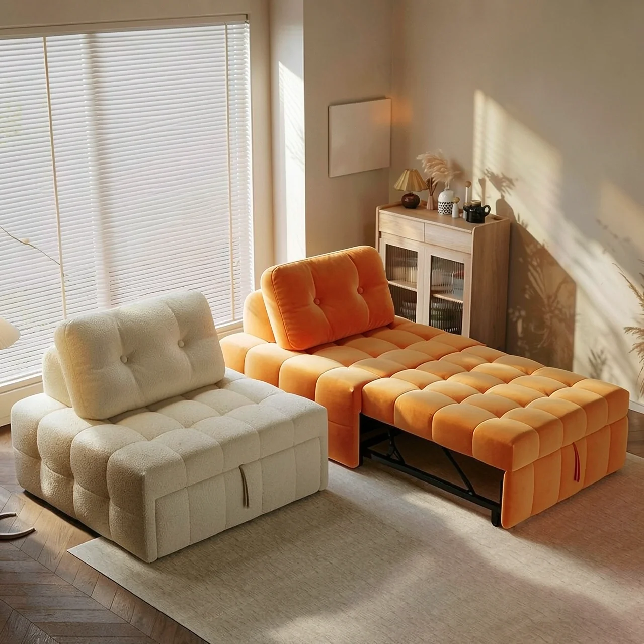 Диван-кровать трансформер Hengsheng Furniture Cream Style