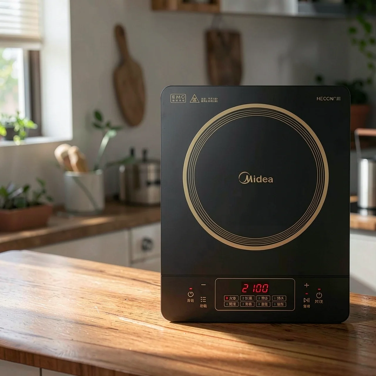 Индукционная плита Midea C21-RT21E01 с набором посуды