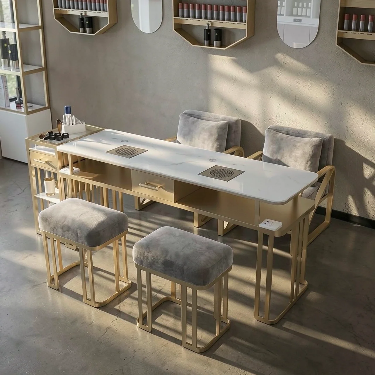 Комплект мебели для маникюрного салона Xinzifeng Light Luxury с вытяжкой