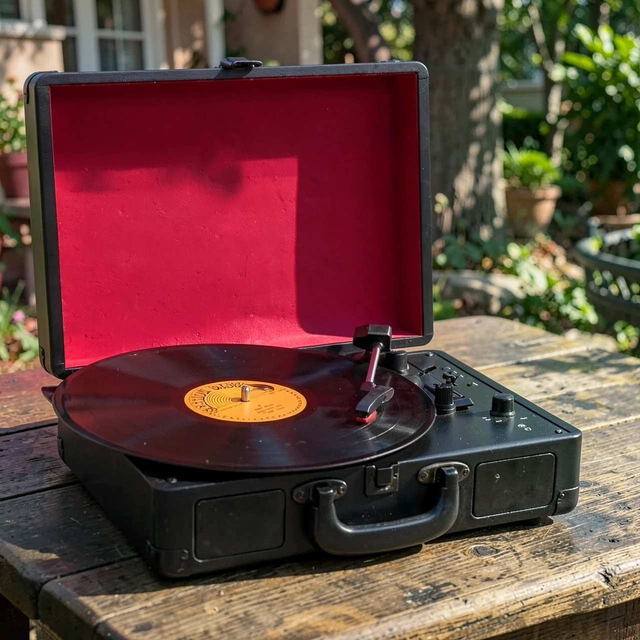 Виниловый проигрыватель в чемодане Jueming TR102U с Bluetooth