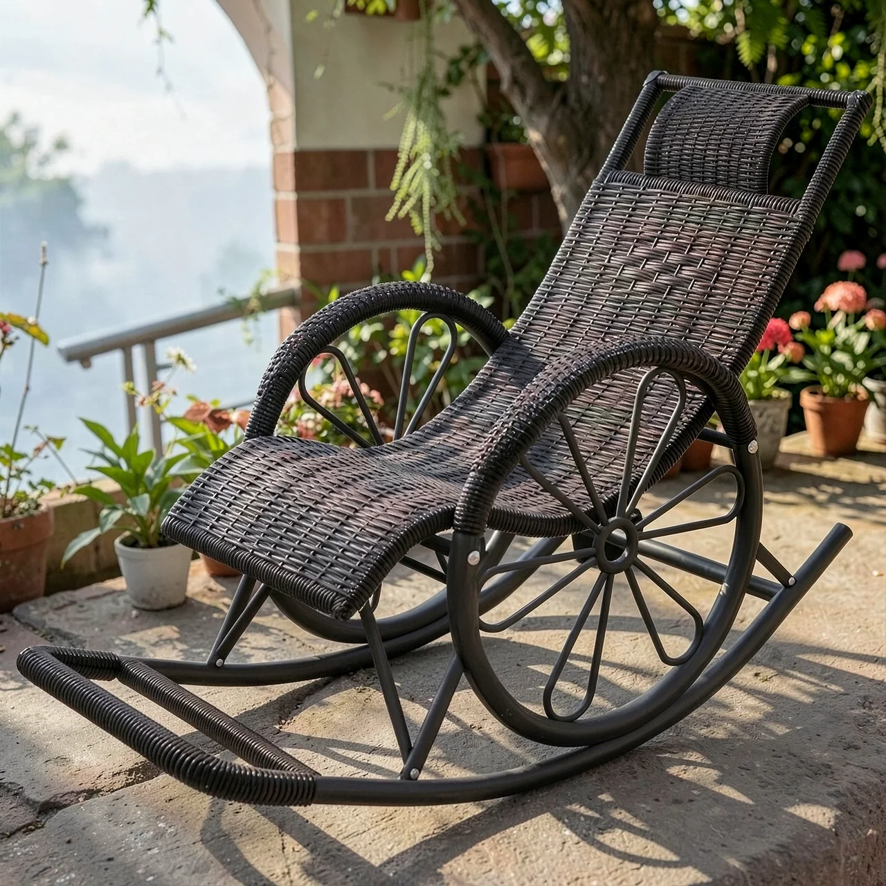 Кресло-качалка из ротанга для взрослых и пожилых людей