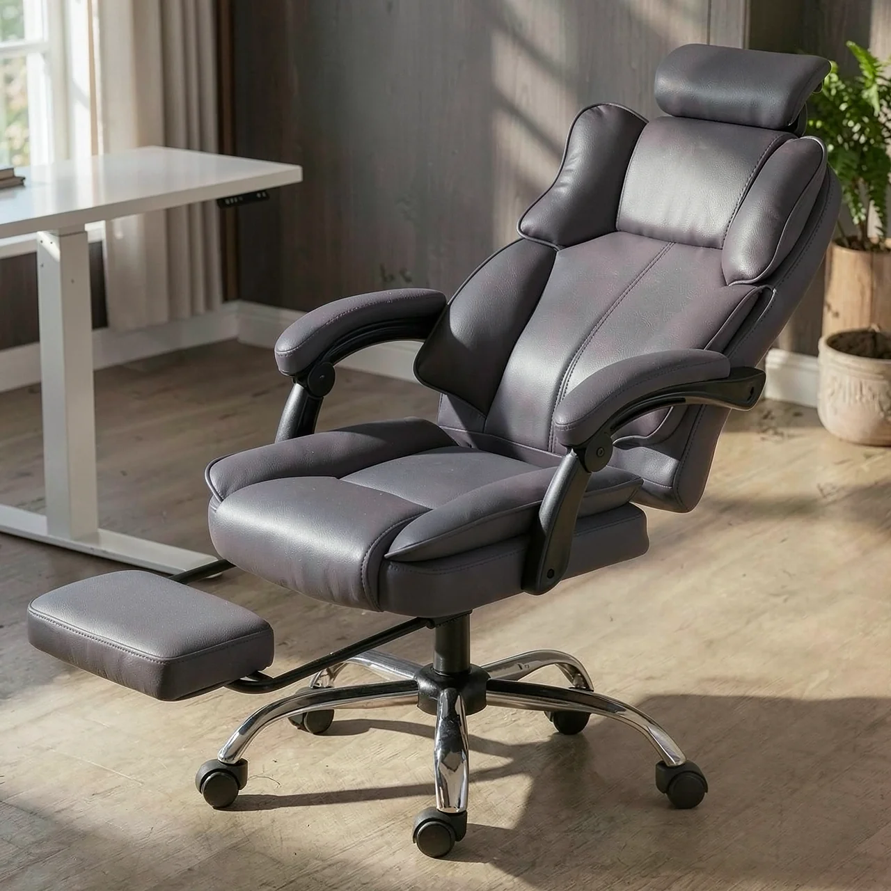 Ergonomic computer chair that can be raised and lowered, office chair that is comfortable for prolonged sitting, backrest chair, Dole Dule brand leather chair with foot pedals