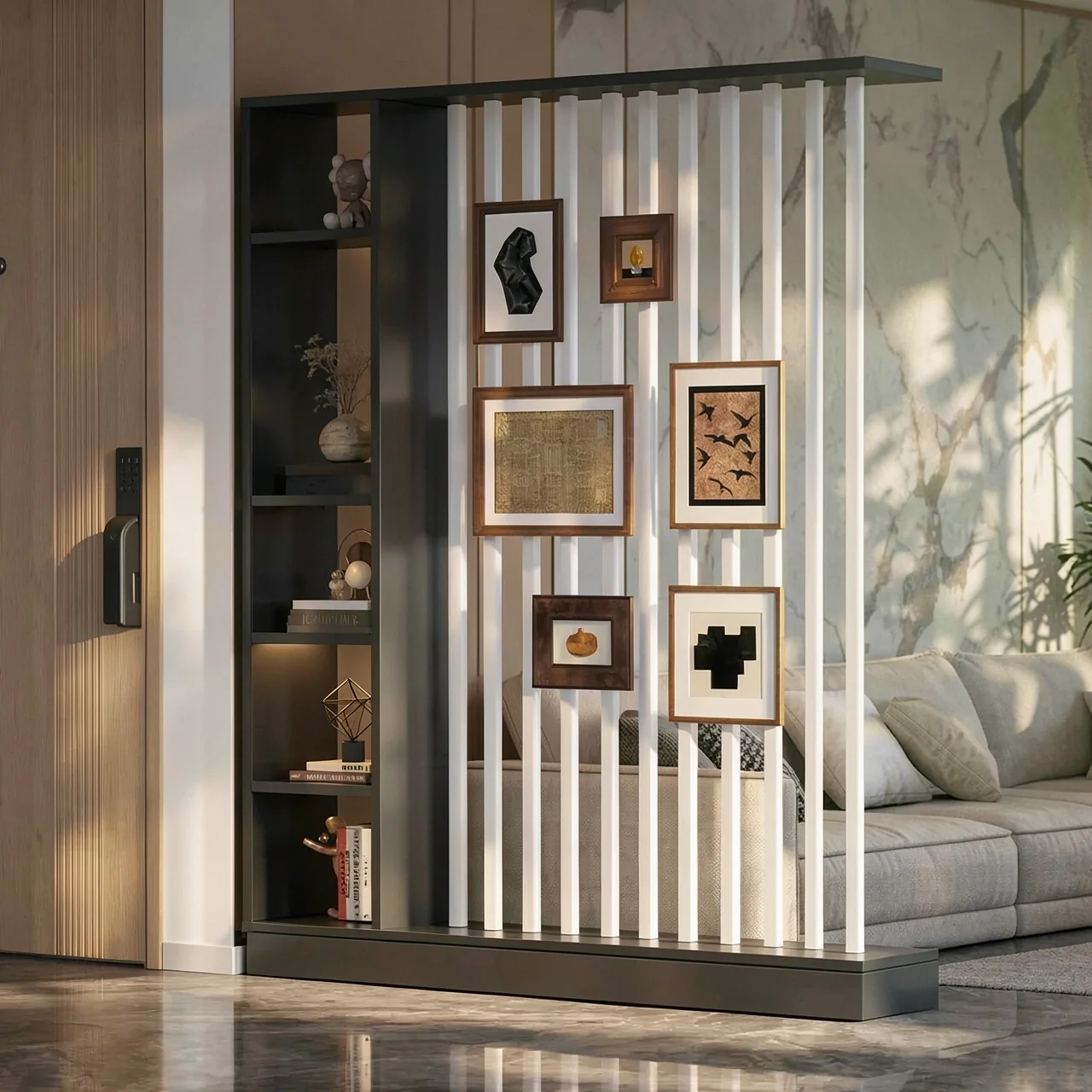 Floor to ceiling screen partition, foyer cabinet, living room, new home style, creative Chinese style, front door decoration, screen cabinet