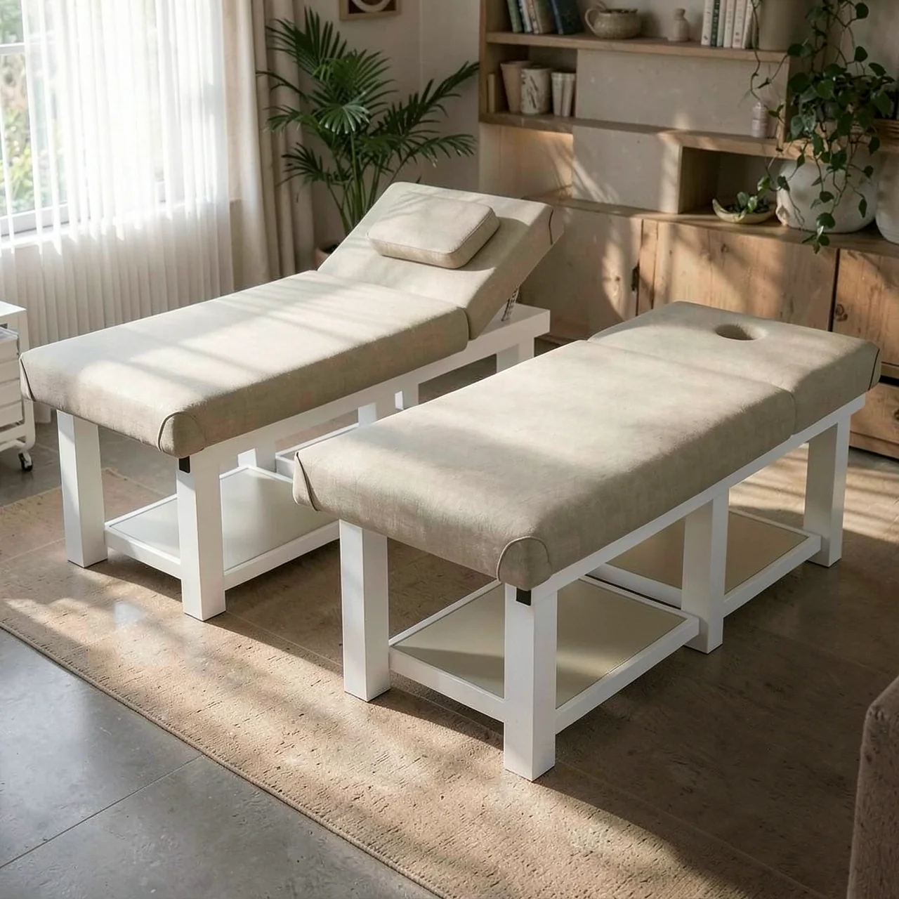Beauty Bed, Beauty Salon Special Traditional Chinese Medicine Massage Bed, Home Massage Bed, Therapy Bed with Hole Pattern Embroidery Body Picking Ear Bed