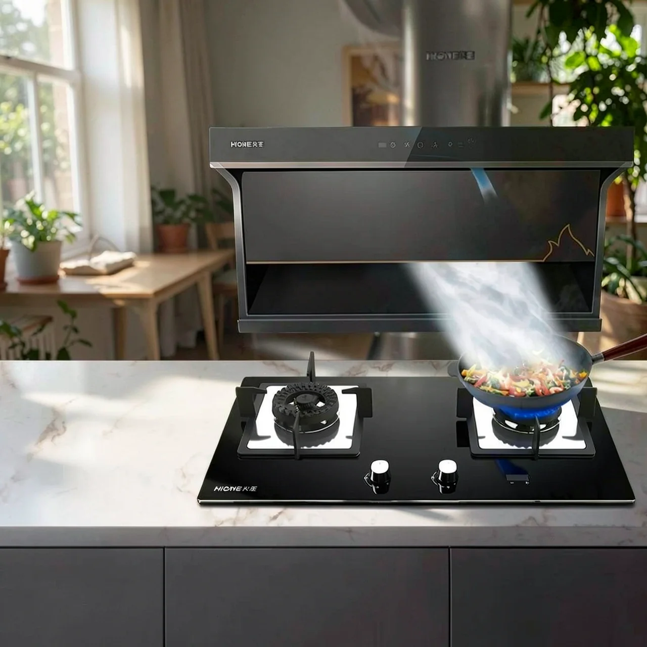 Huowang HZ07 + W02 вытяжка газовая плита посылка большая всасывающая вытяжка для дома и кухни со стороны посылка комбинация