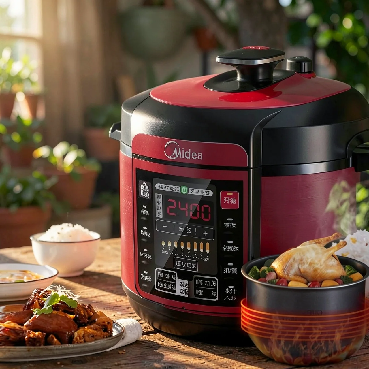 Электрическая скороварка Midea MY-QC50A5 с черным кристаллическим вкладышем