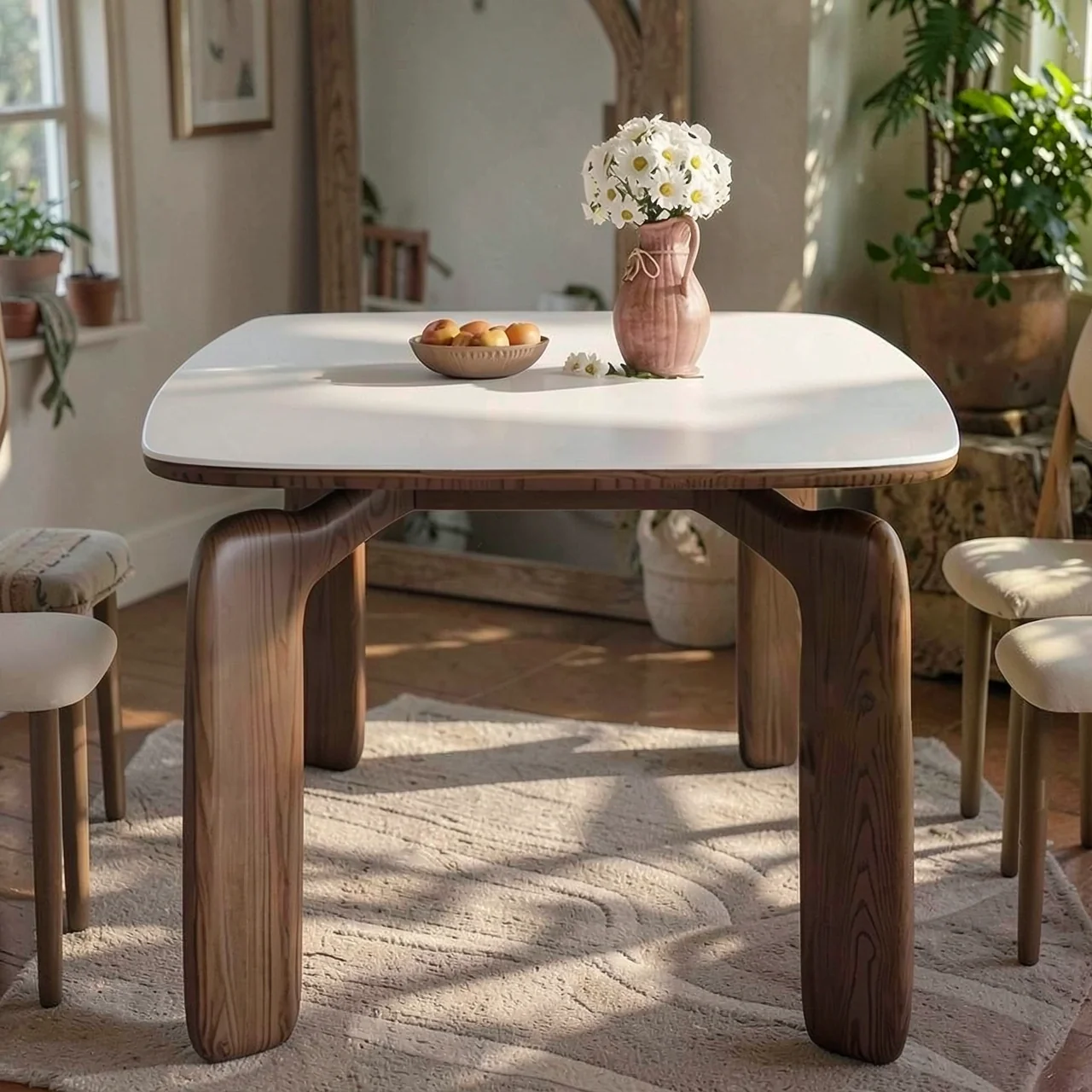 Light luxury rock slab dining table and chair combination with ancient style 2026 new home living room dining room simple rectangular dining table