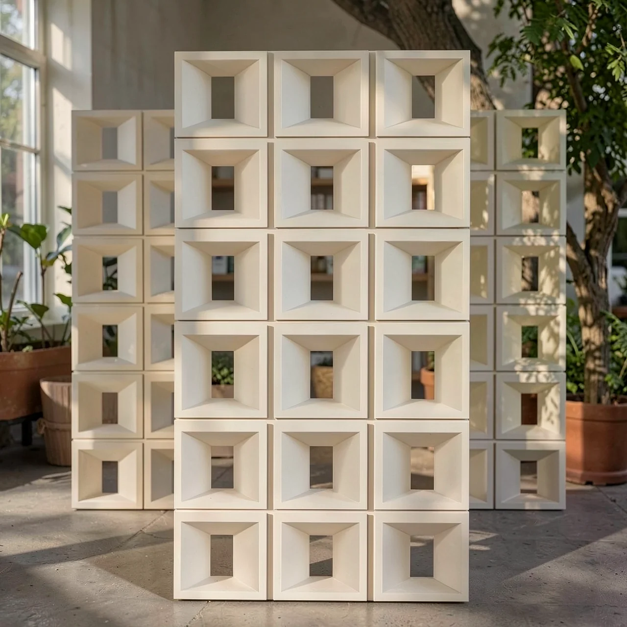 Lightweight PU background wall component brick double-sided nine grid hollow brick indoor and outdoor universal cement brick modern minimalist partition design