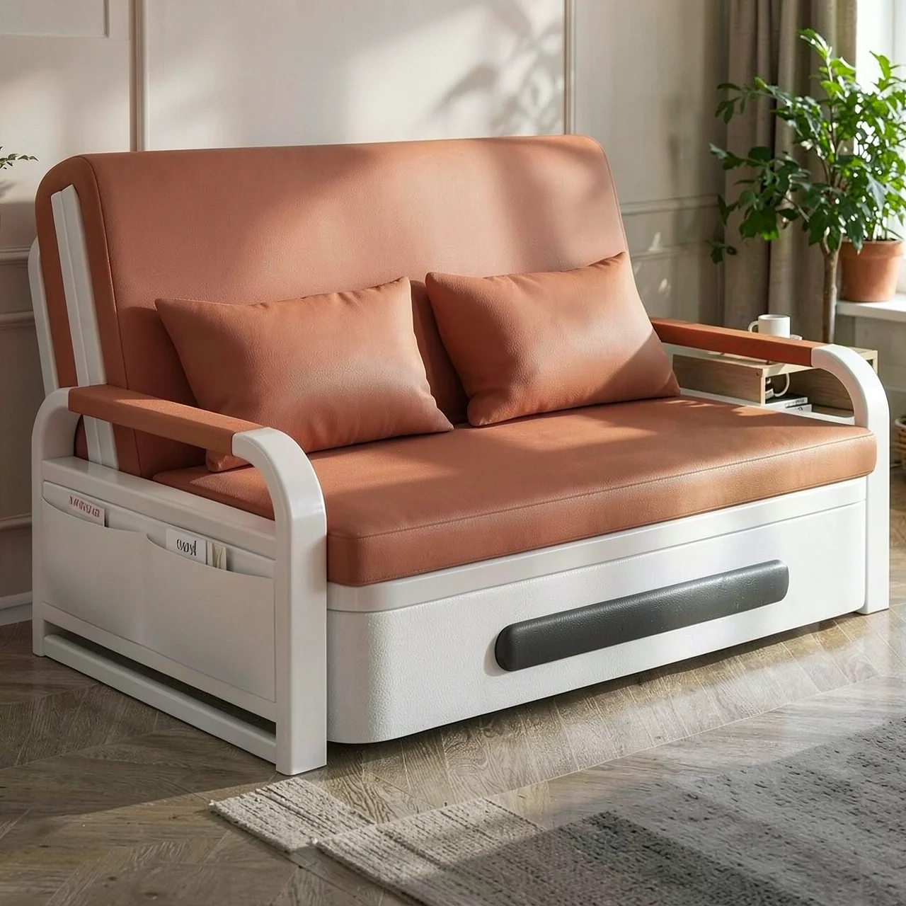 Folding sofa bed, dual-purpose sofa bed, living room multifunctional retractable bed, small-sized cat scratch leather sofa bed, bedroom bed