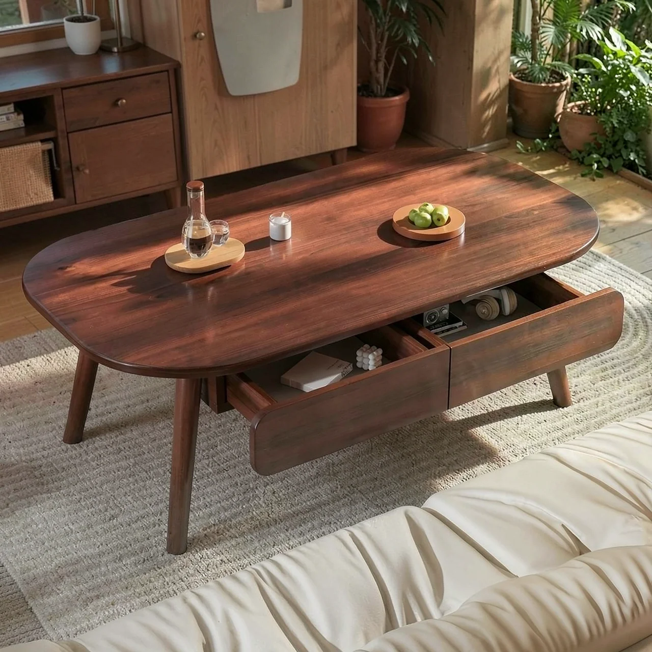 Tea table, living room, small household, modern minimalist small table, 2025 new simple solid wood core sofa, tea table table